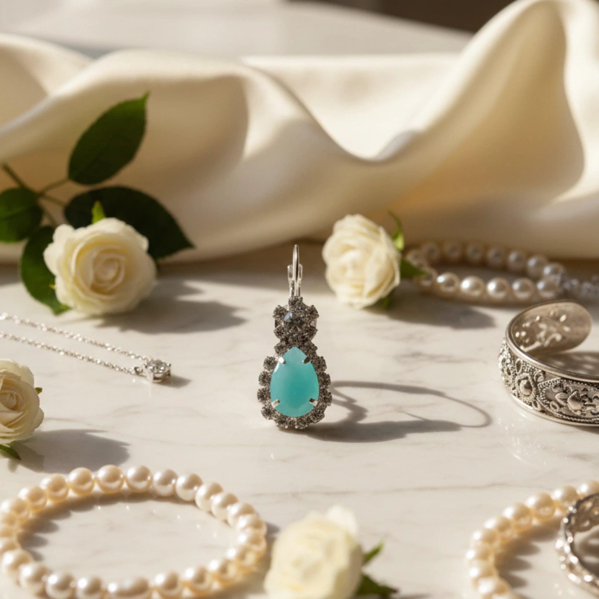 Parure "Goutte d'Eau" turquoise 
