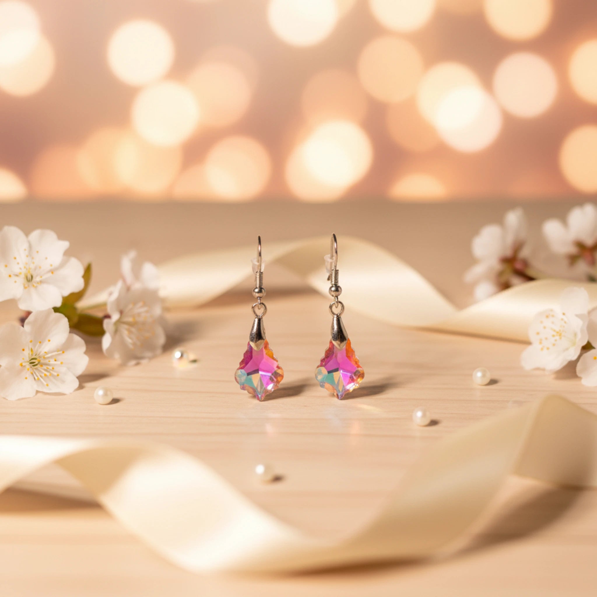 Parure "Éclat Boréal" – Collier & Boucles d'Oreilles en Cristal