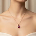 Parure Collier et Boucles d’Oreilles goutte d'eau Rose