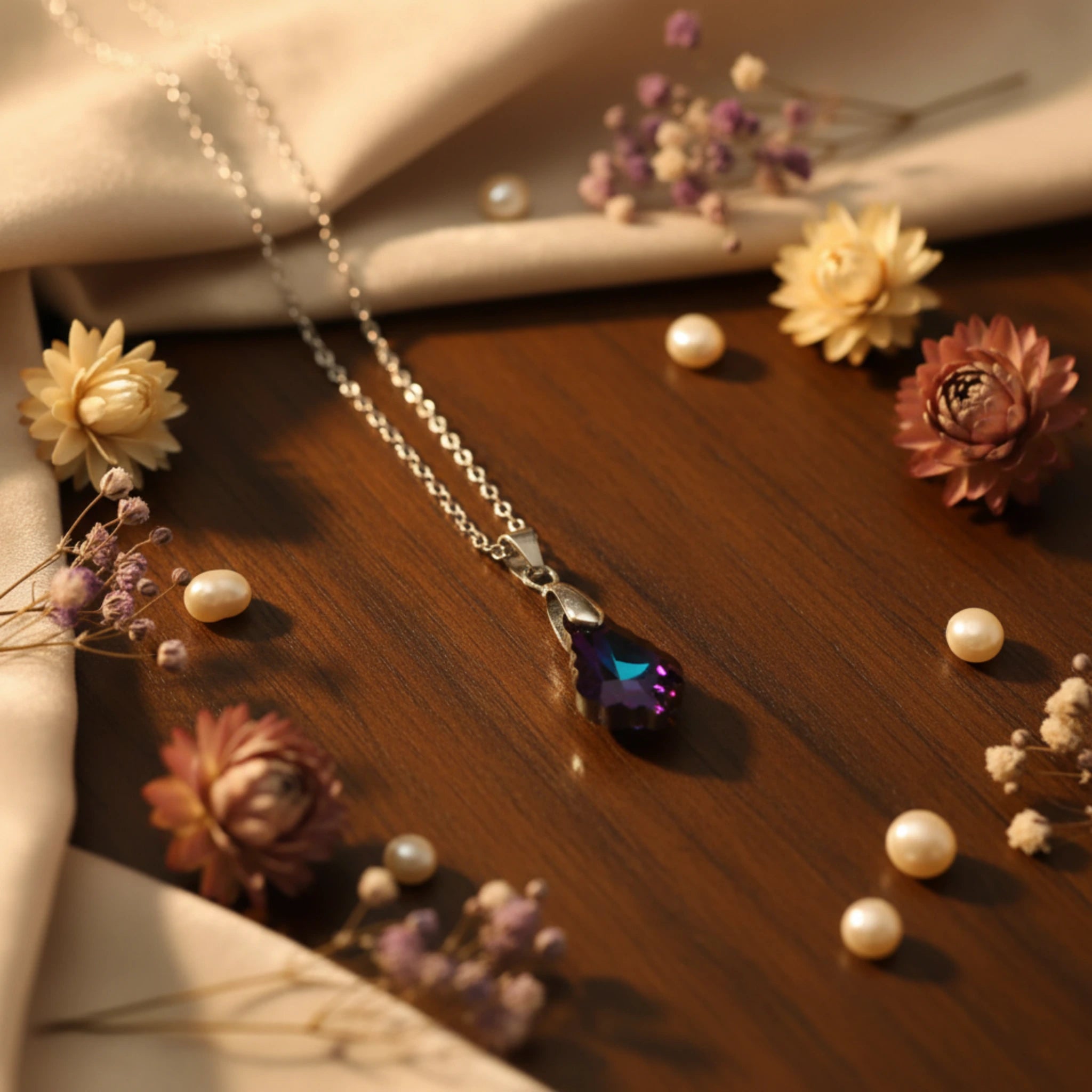Parure "Éclat Boréal" – Collier & Boucles d'Oreilles en Cristal