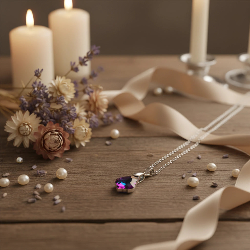 Parure "Éclat Boréal" – Collier & Boucles d'Oreilles en Cristal