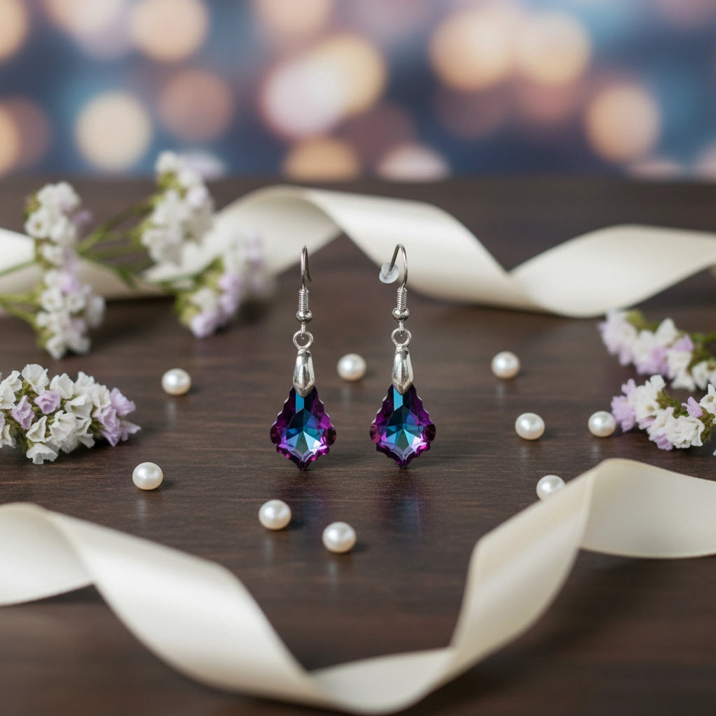 Parure "Éclat Boréal" – Collier & Boucles d'Oreilles en Cristal