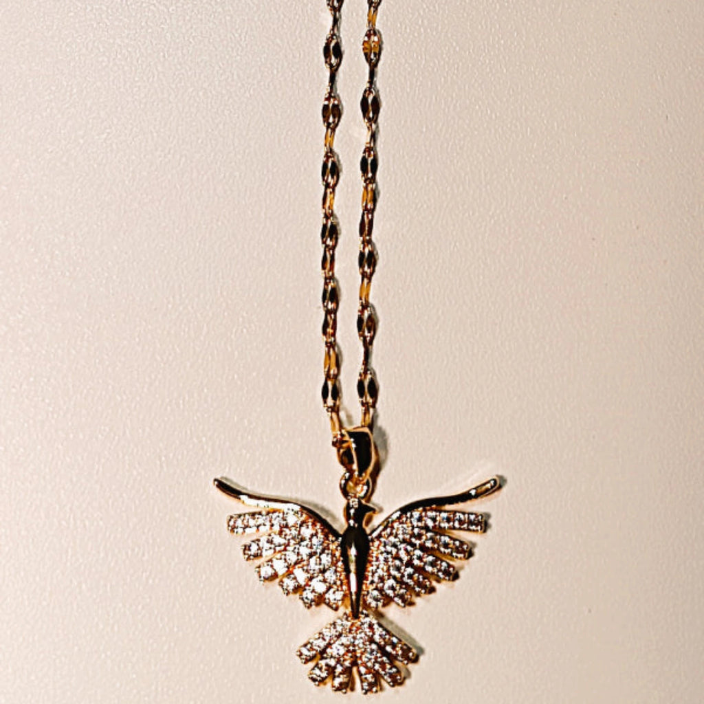 Collier "Phénix Scintillant" – Acier Inoxydable & Zirconium