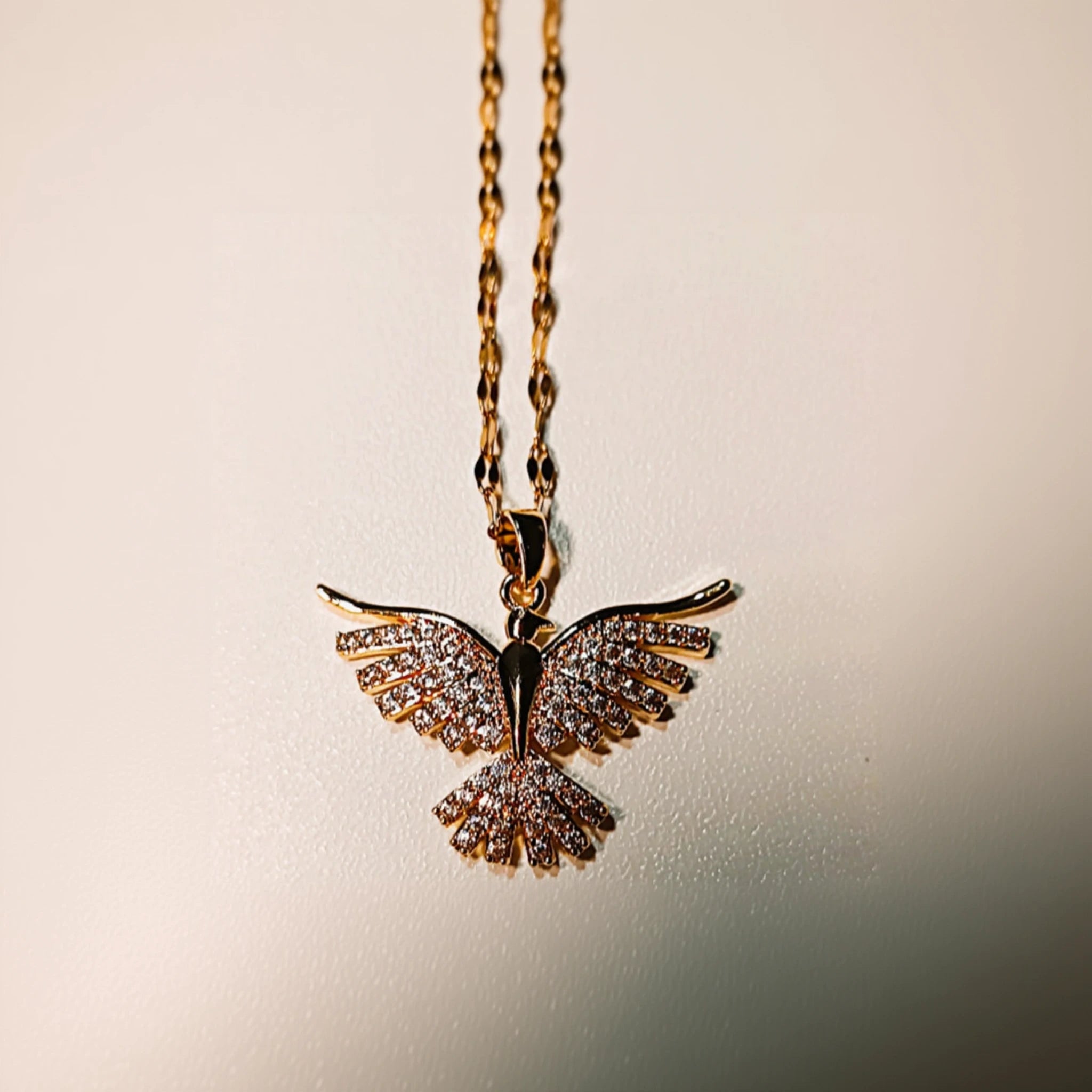 Collier "Phénix Scintillant" – Acier Inoxydable & Zirconium