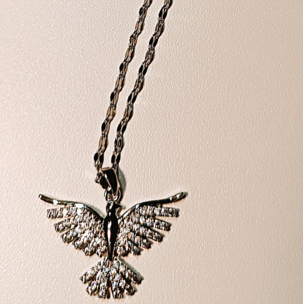 Collier "Phénix Scintillant" – Acier Inoxydable & Zirconium
