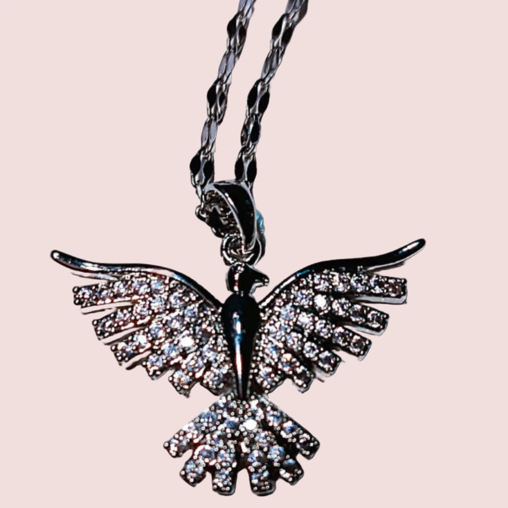 Collier "Phénix Scintillant" – Acier Inoxydable & Zirconium