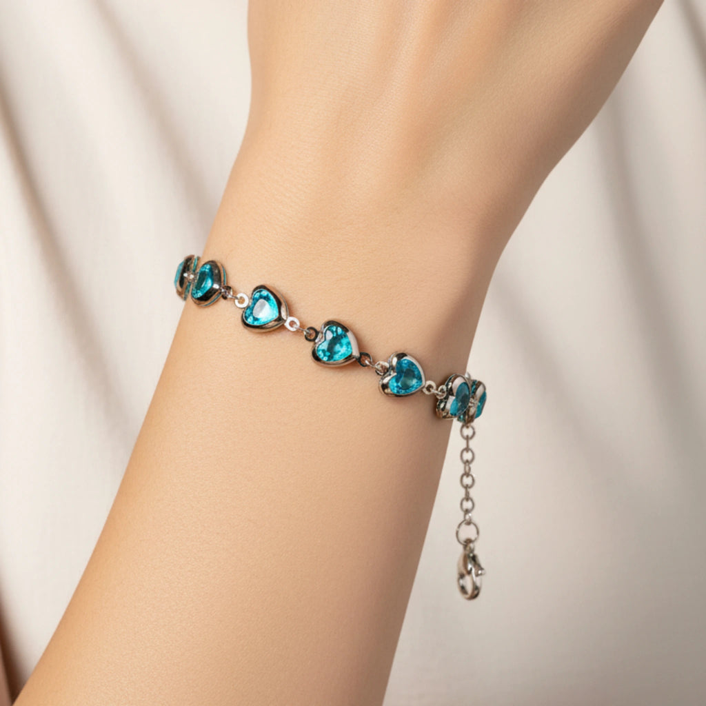 Bracelet "Rivières de Cœurs" – Acier Inoxydable & Éclat Cristallin