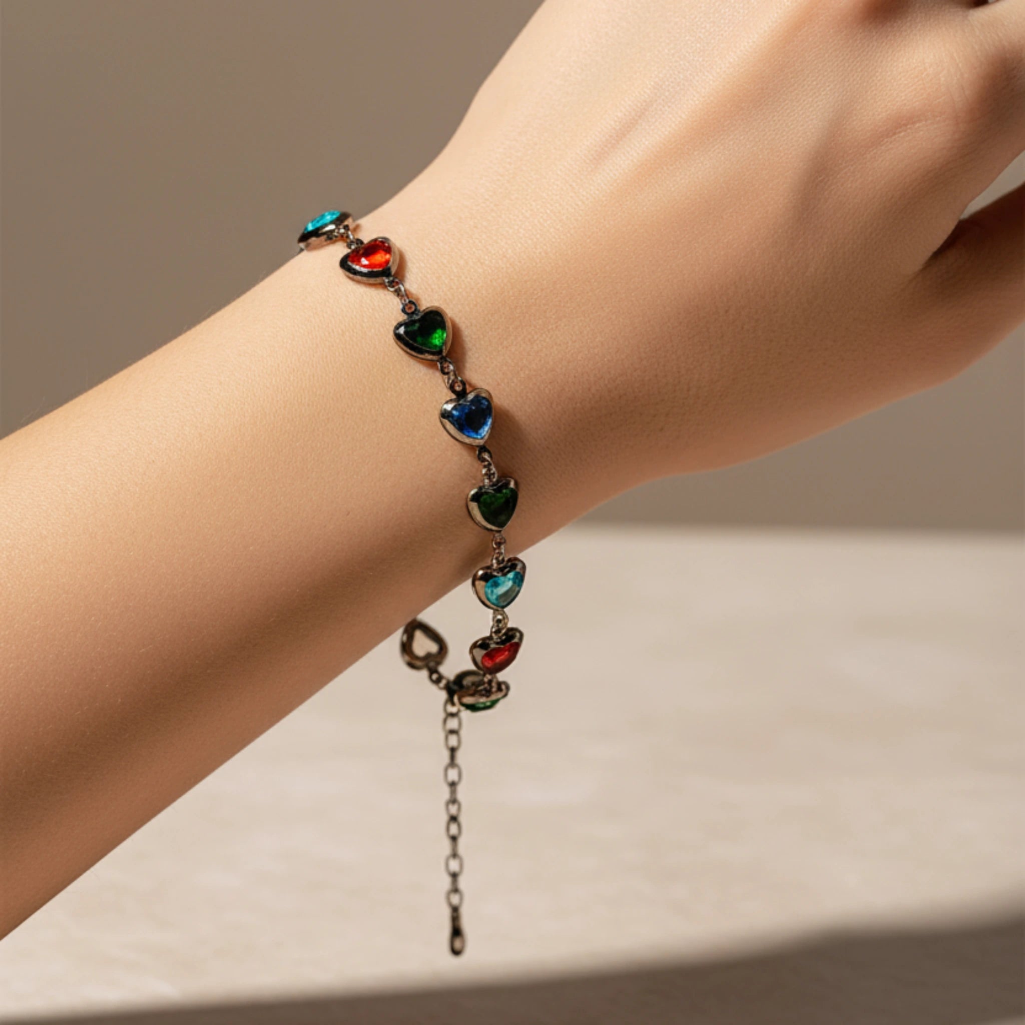 Bracelet "Rivières de Cœurs" – Acier Inoxydable & Éclat Cristallin