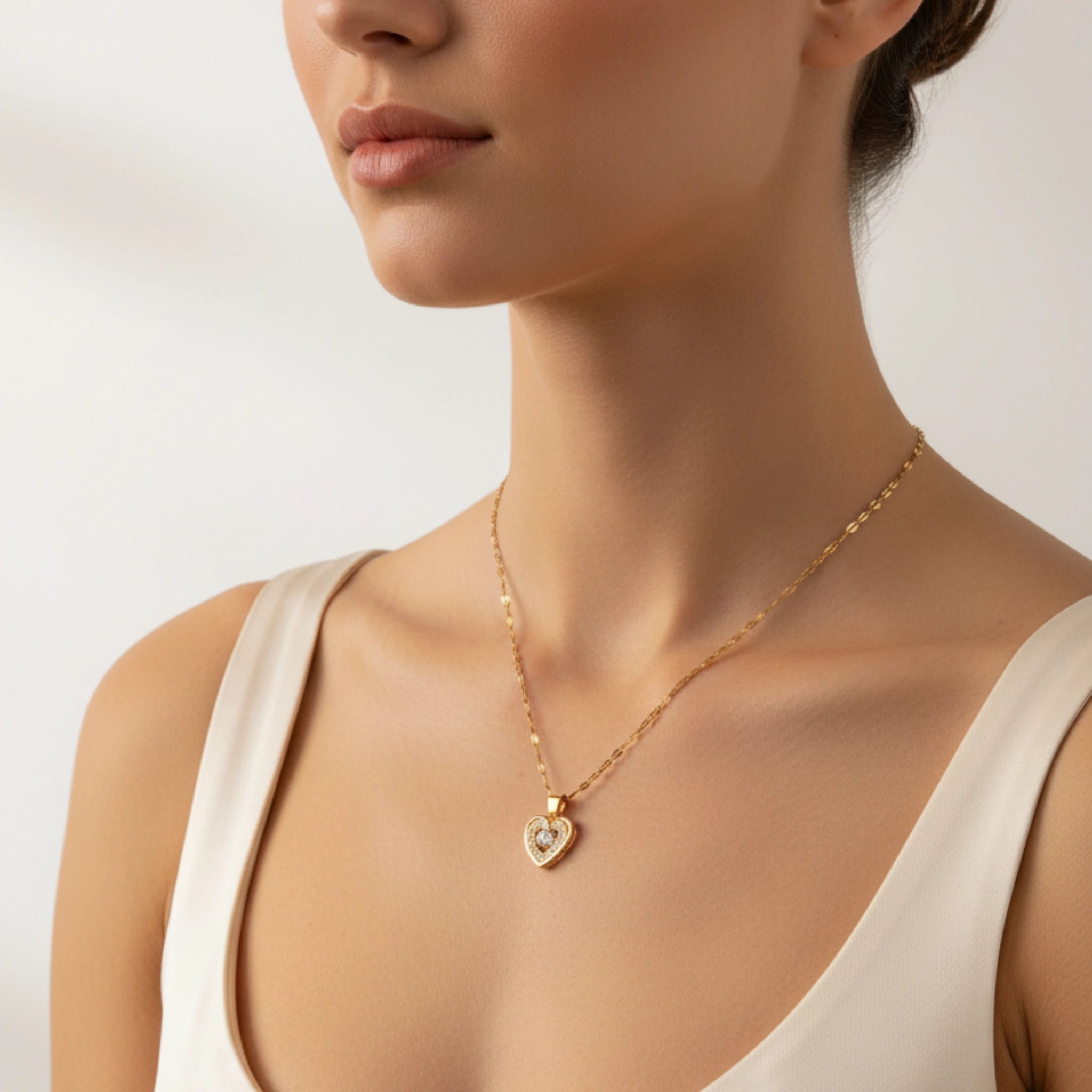 Collier "Cœur Scintillant d'Amour" – Acier Inoxydable & Zirconium