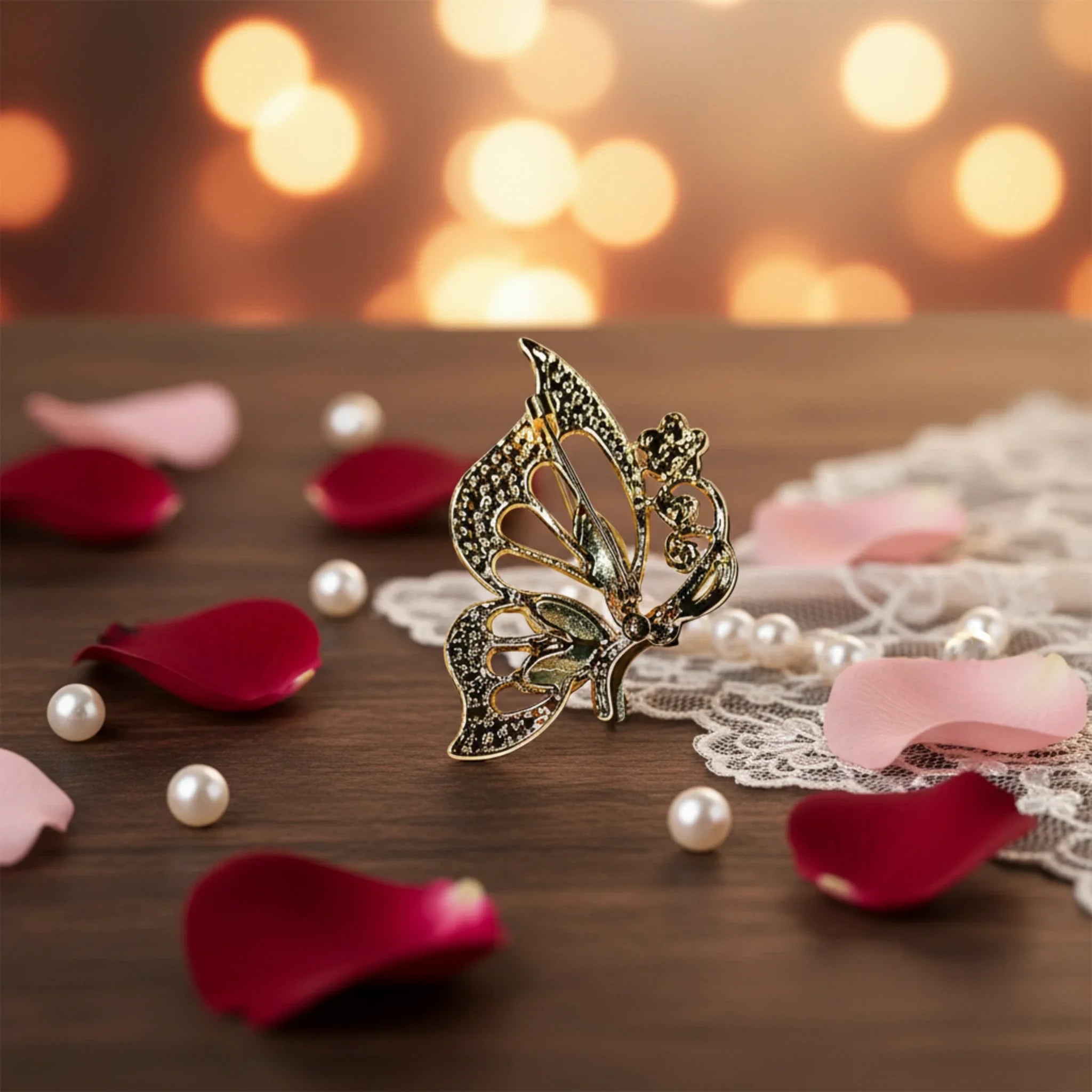Broche "Papillon de Lumière" – Verre & Strass Étincelants