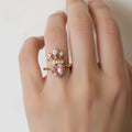 Bague "Reine de Cœur" – Cuivre Doré & Zirconium Rose