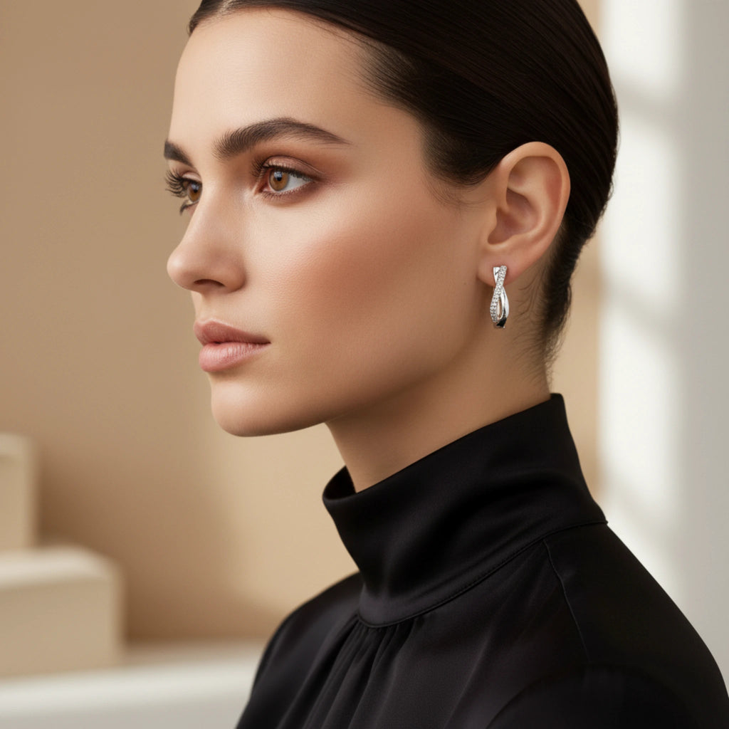 Boucles d'Oreilles "Infini Scintillant" – Argent 925 & Oxydes de Zirconium