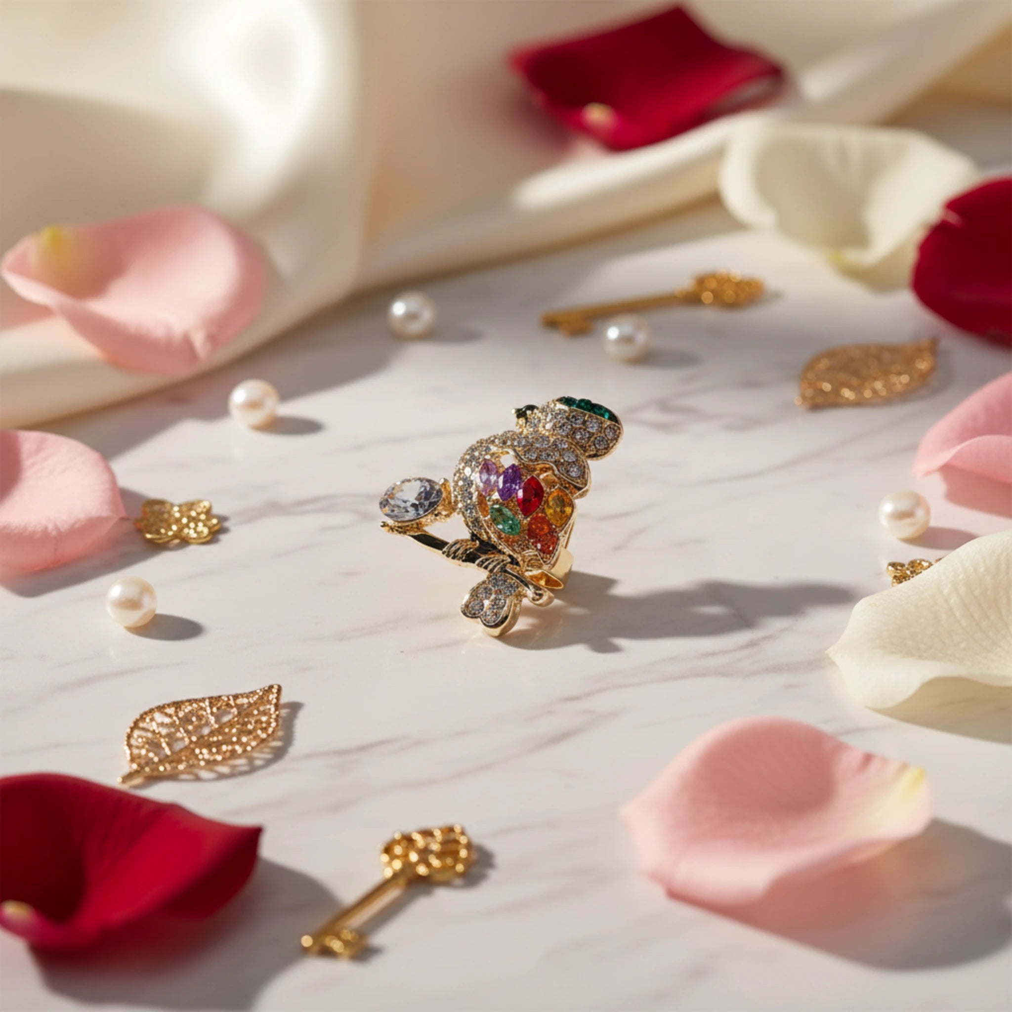 Broche "Moineau" – Féerie de Cristaux Multicolores