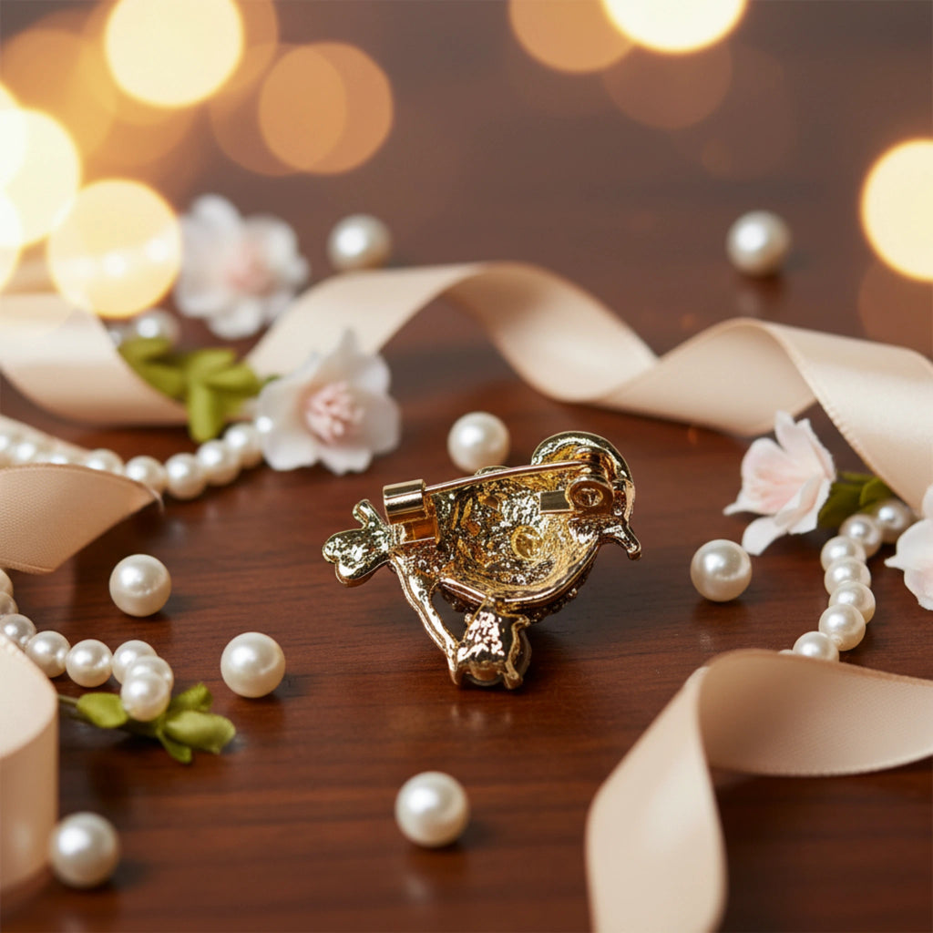 Broche "Moineau" – Féerie de Cristaux Multicolores