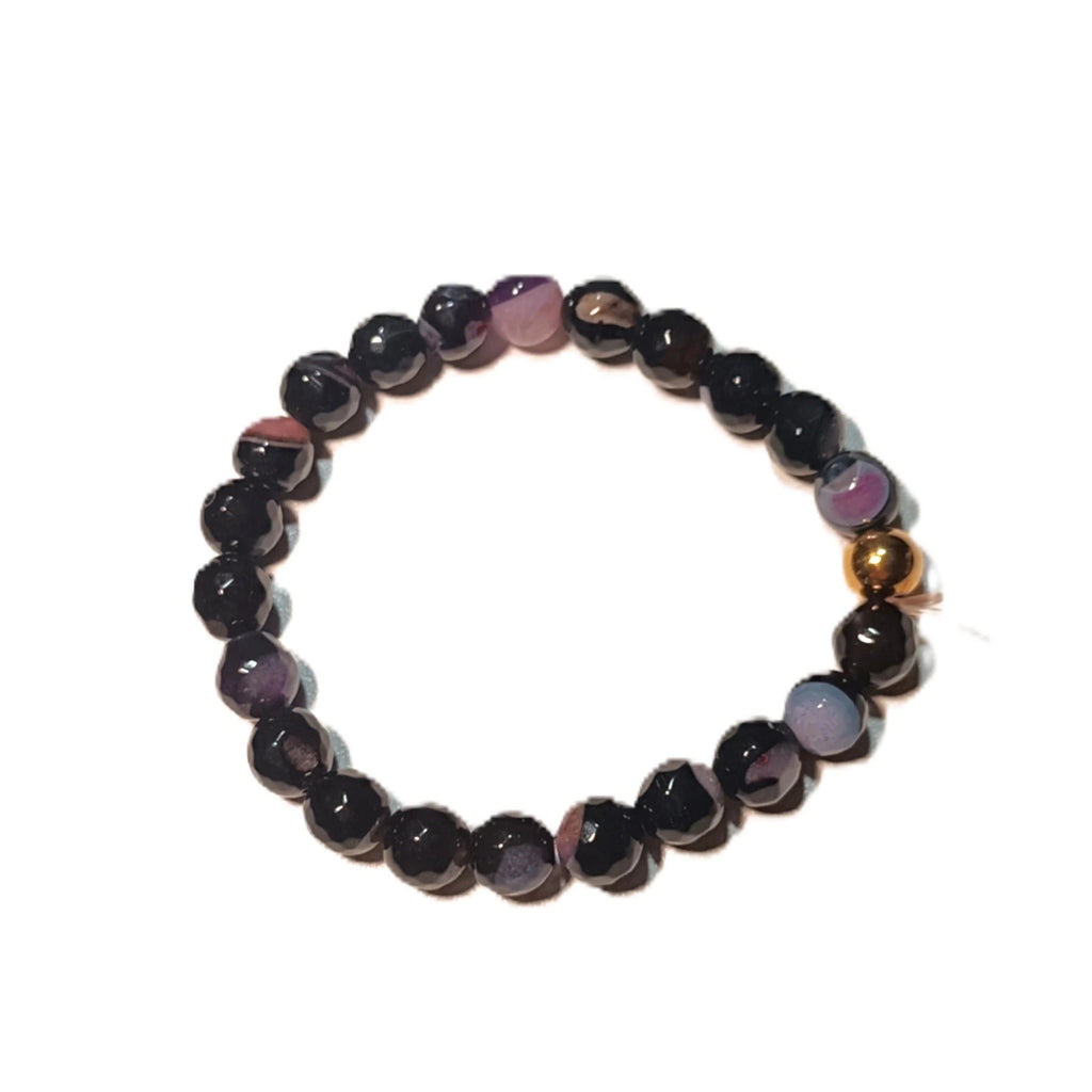 Bracelet Perles Noires Brillantes & Or