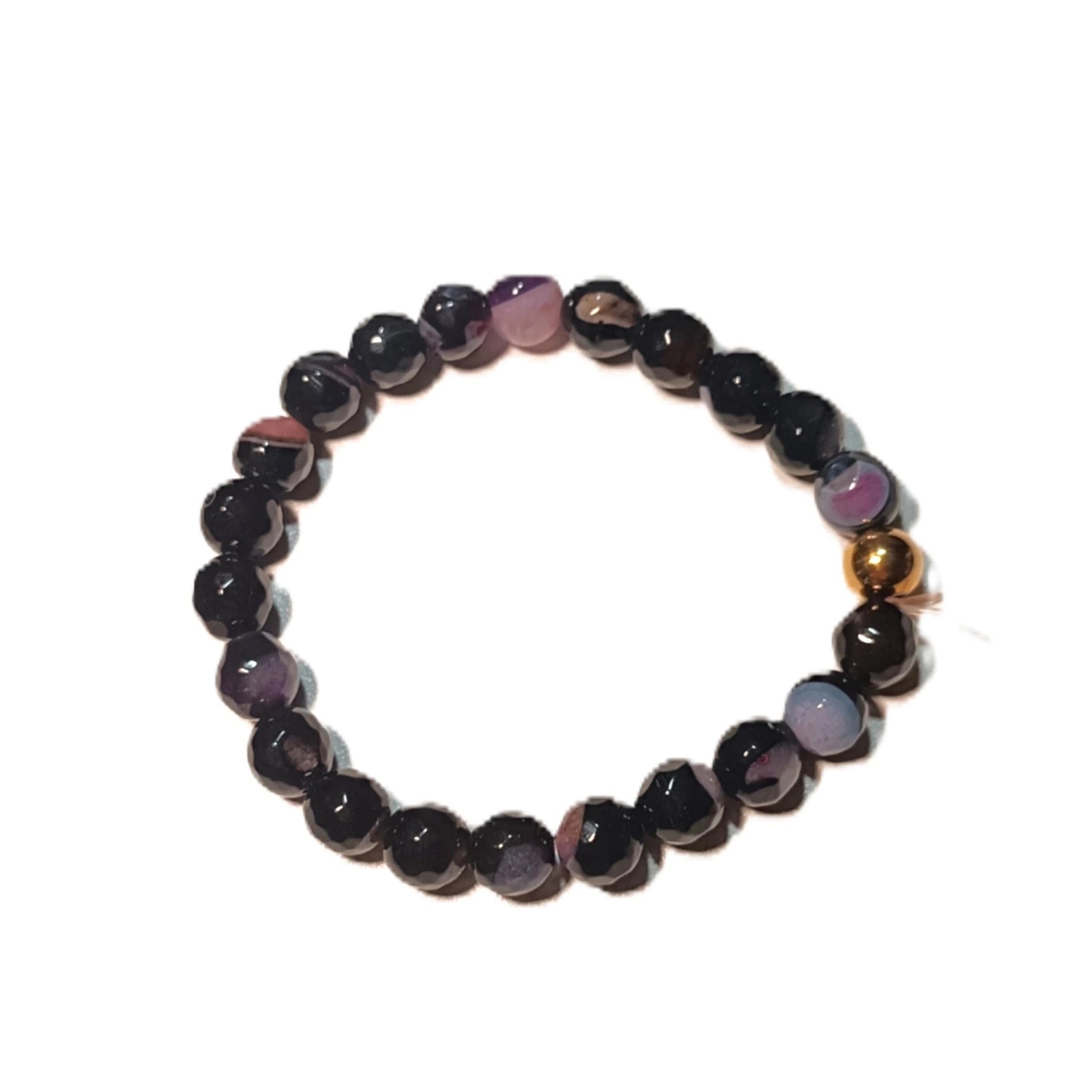 Bracelet Perles Noires Brillantes & Or