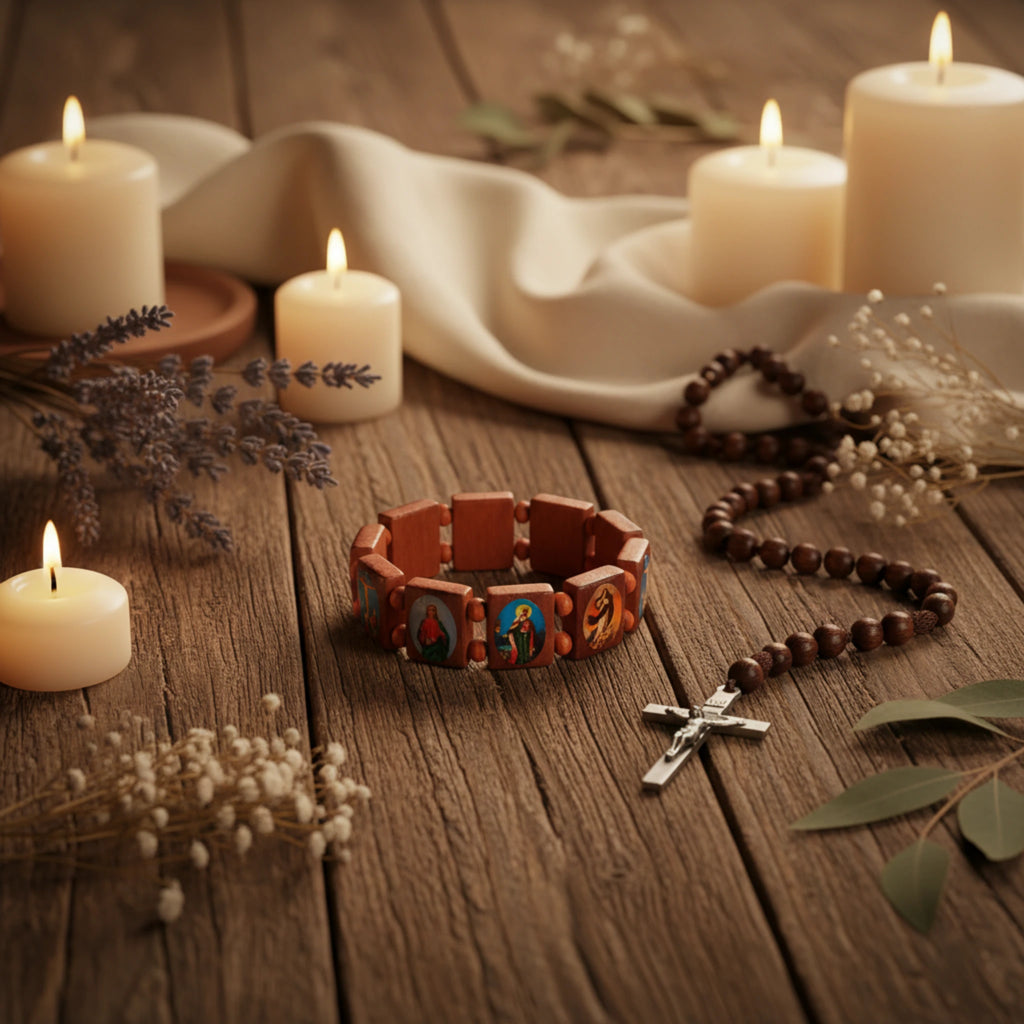 Bracelet Multi-Icônes en Bois - Protection & Spiritualité