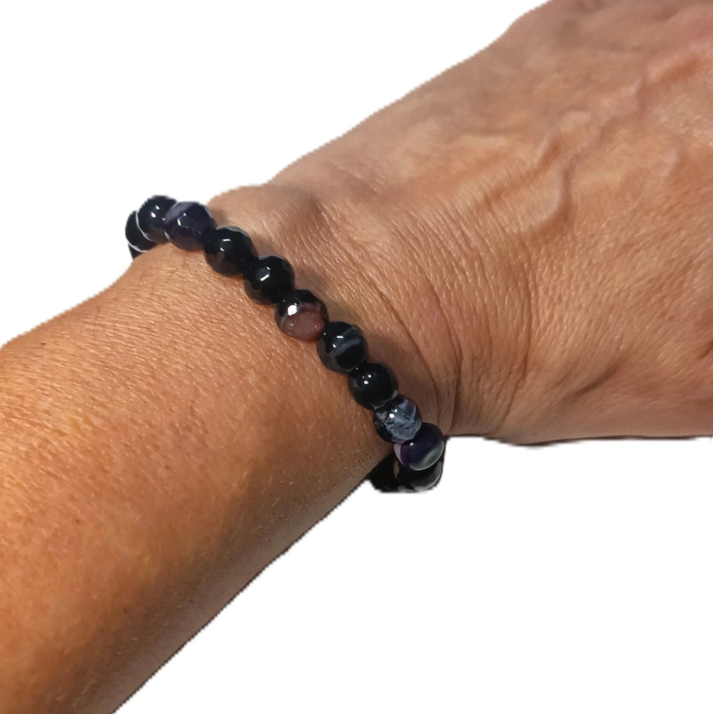 Bracelet Perles Noires Brillantes & Or