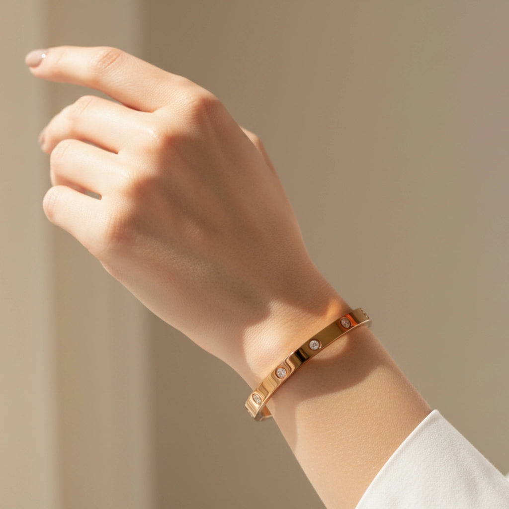 Bracelet Jonc Éclat Éternel - Doré et Cristaux