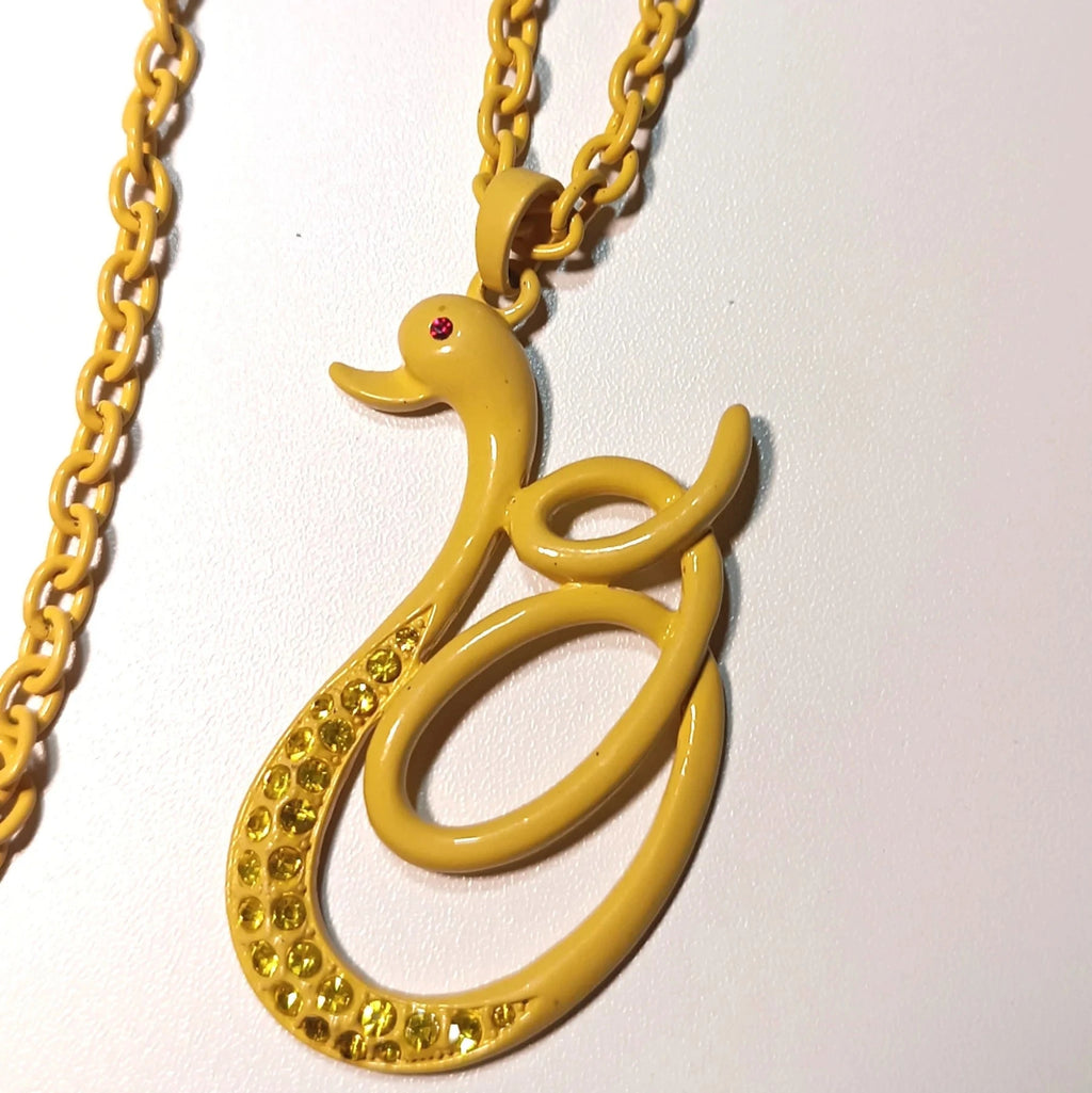 Collier "Cygne Arlequin" Jaune Moutarde – Éclat Pop & Cristaux