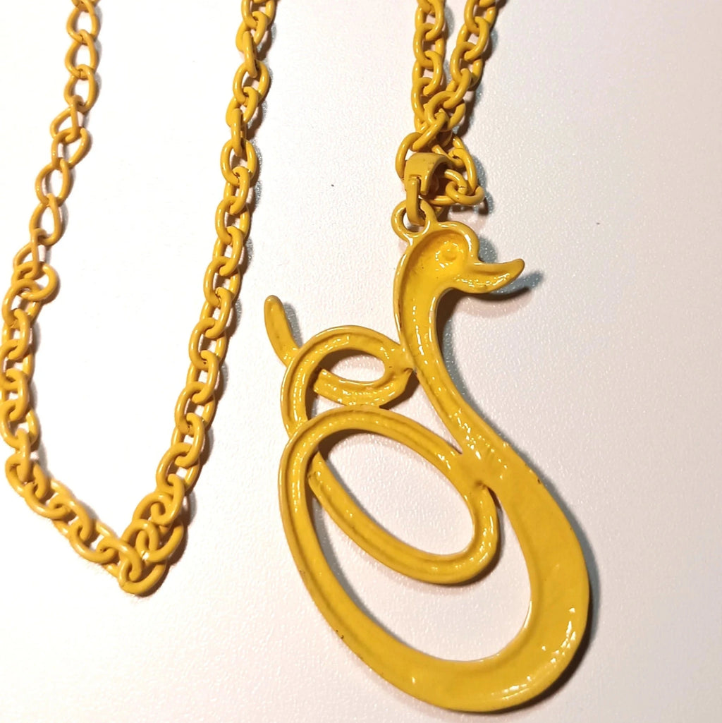 Collier "Cygne Arlequin" Jaune Moutarde – Éclat Pop & Cristaux