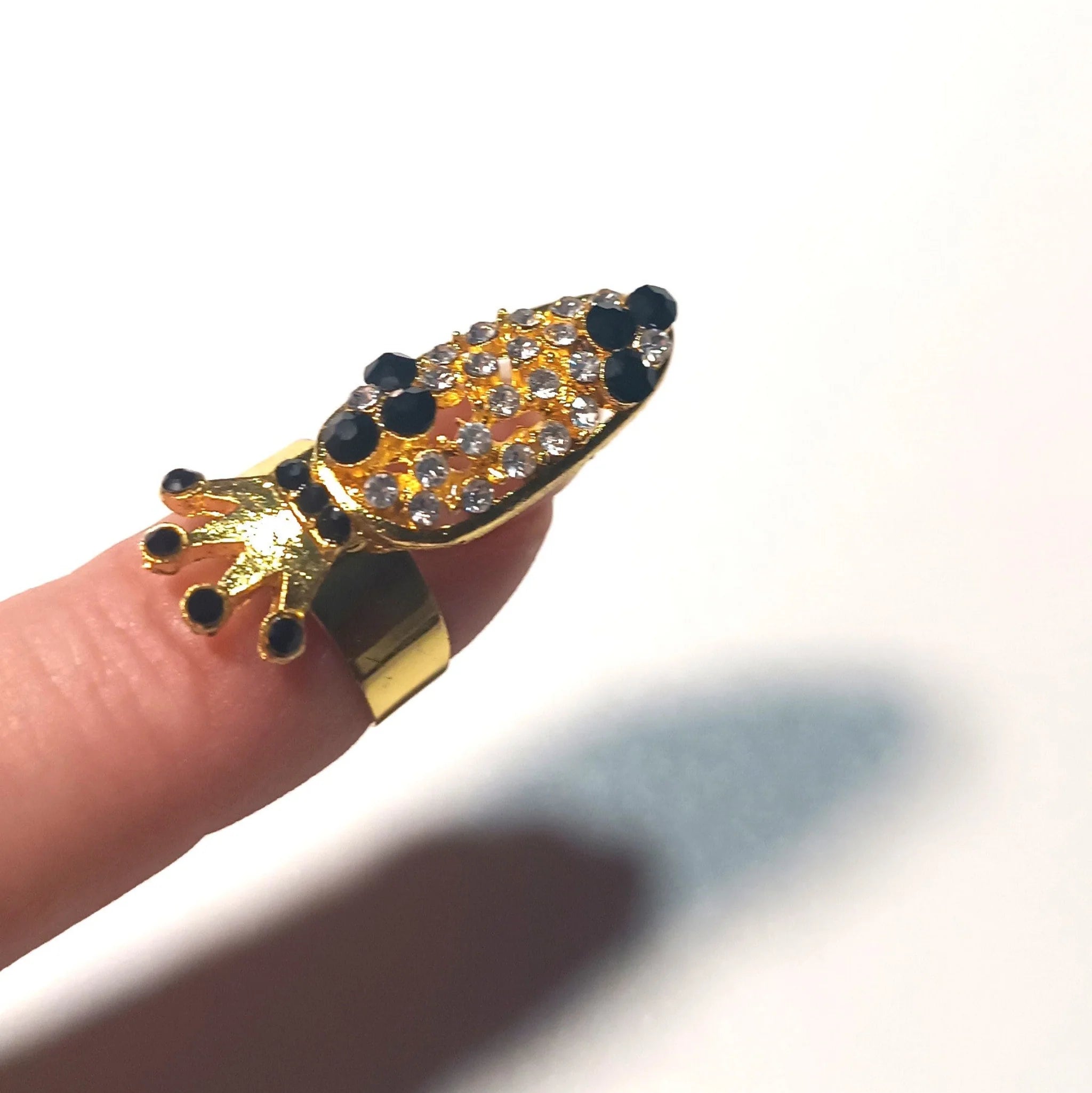 Bague d'Ongle Reine Soleil - Strass & Noir