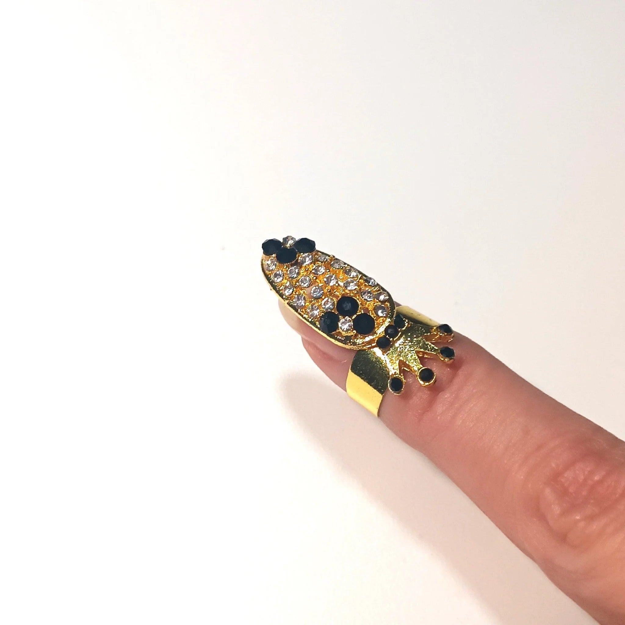 Bague d'Ongle Reine Soleil - Strass & Noir