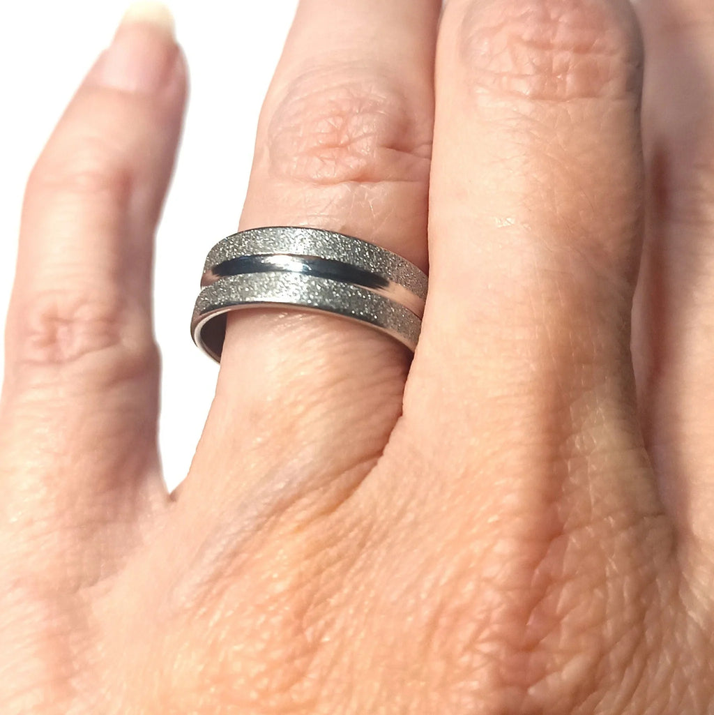 Bague "Éclat Stellaire" - Métal Argenté Effet Sablé