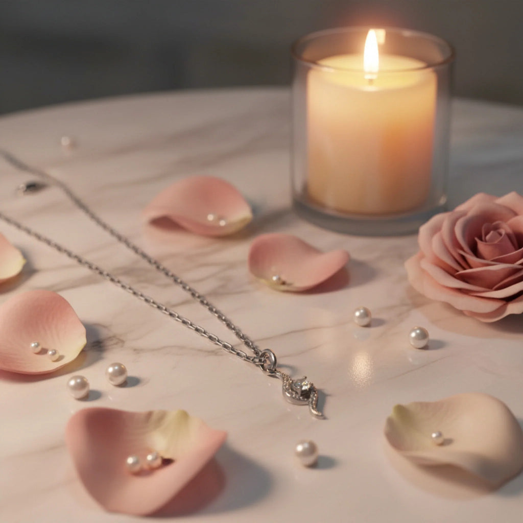Collier Pendentif "Sinuosité Star" - Argent 925 & Zirconium