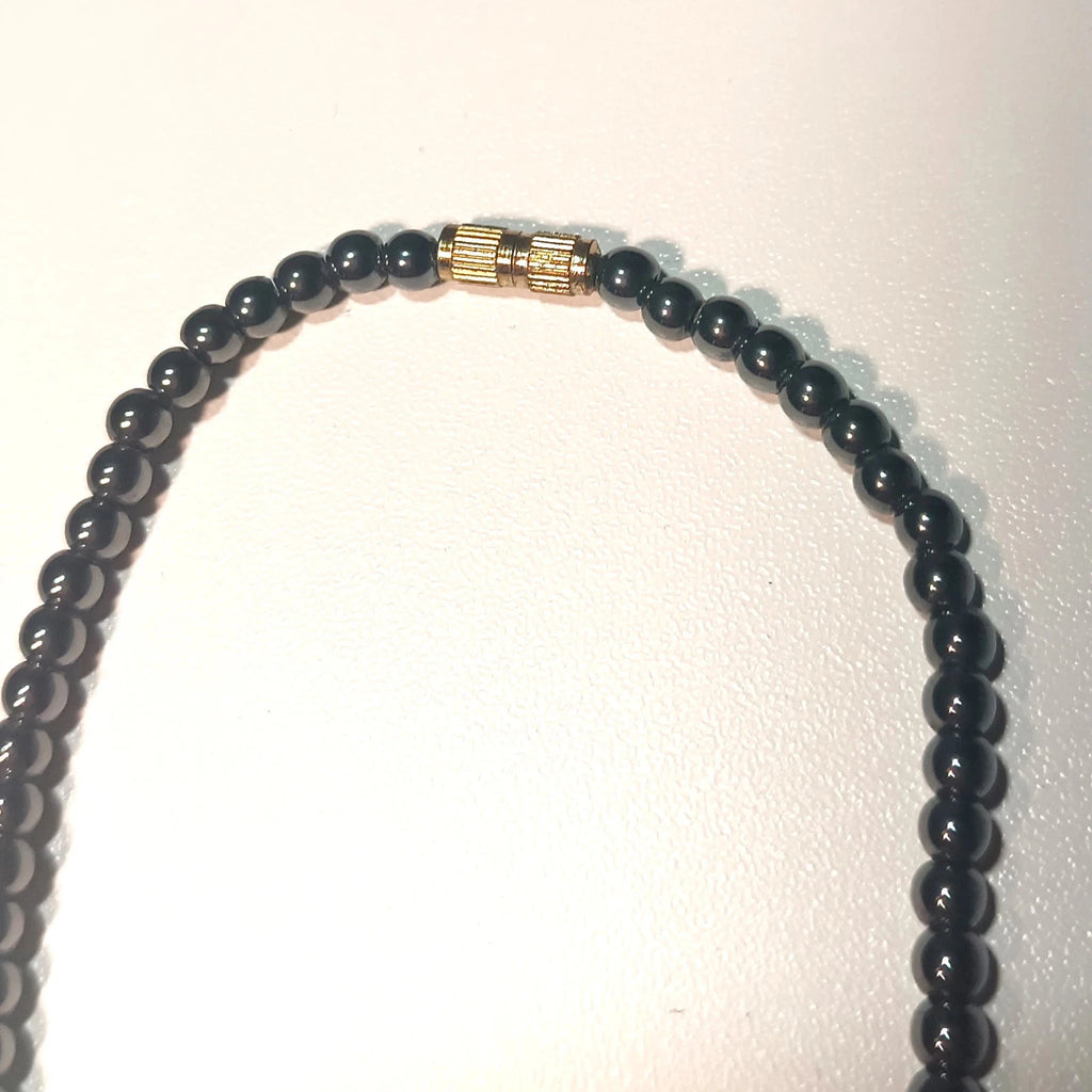 Collier "Énergie Magnétique" – Hématite Noire & Détails Cuivrés
