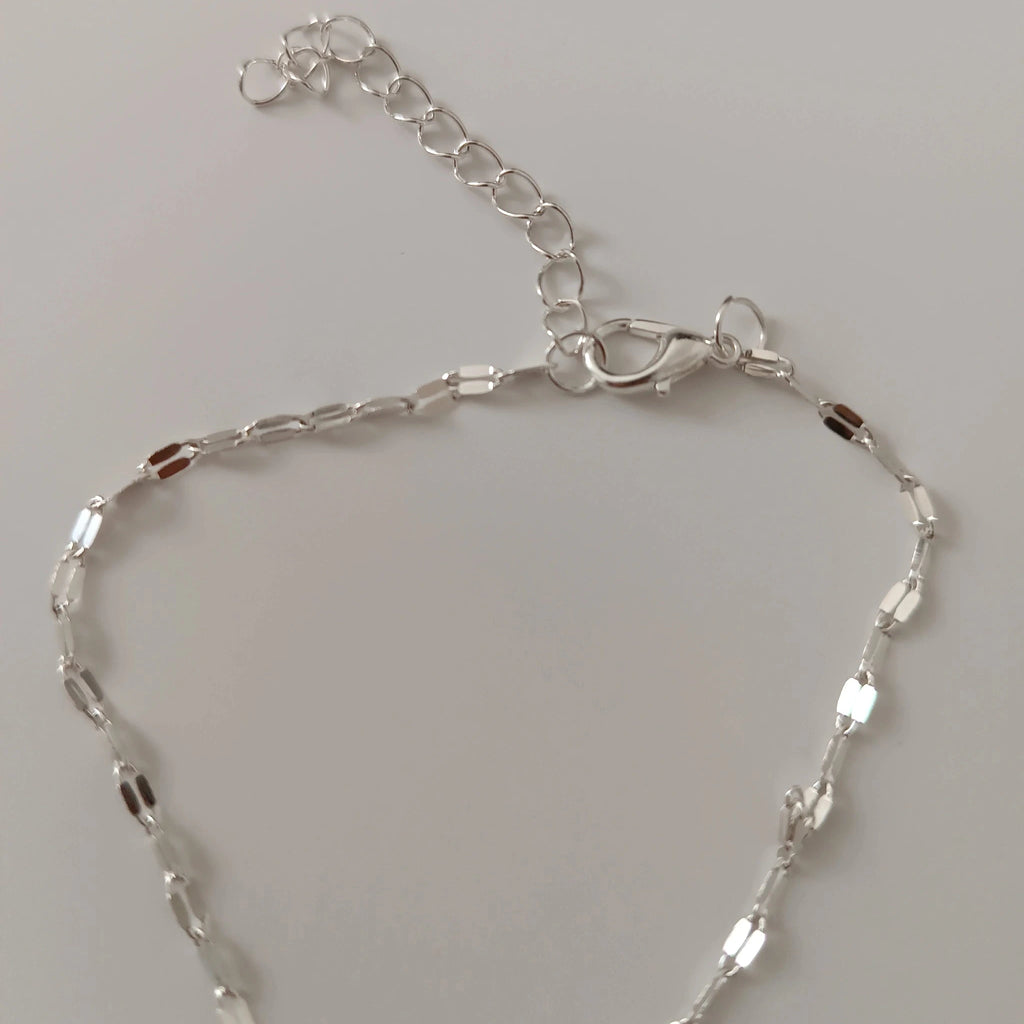 Chaîne de Cheville Miroir et Cœur Bombé en Acier Inoxydable 316L-attache