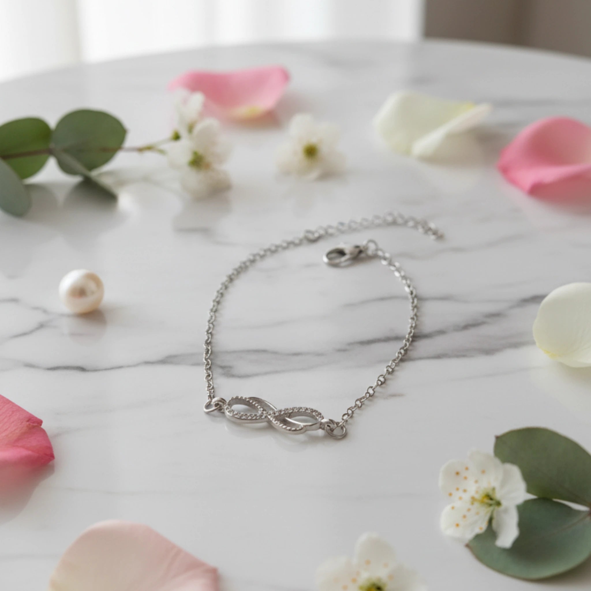 Chaîne de Cheville Infini Strass en Acier Inoxydable 316L