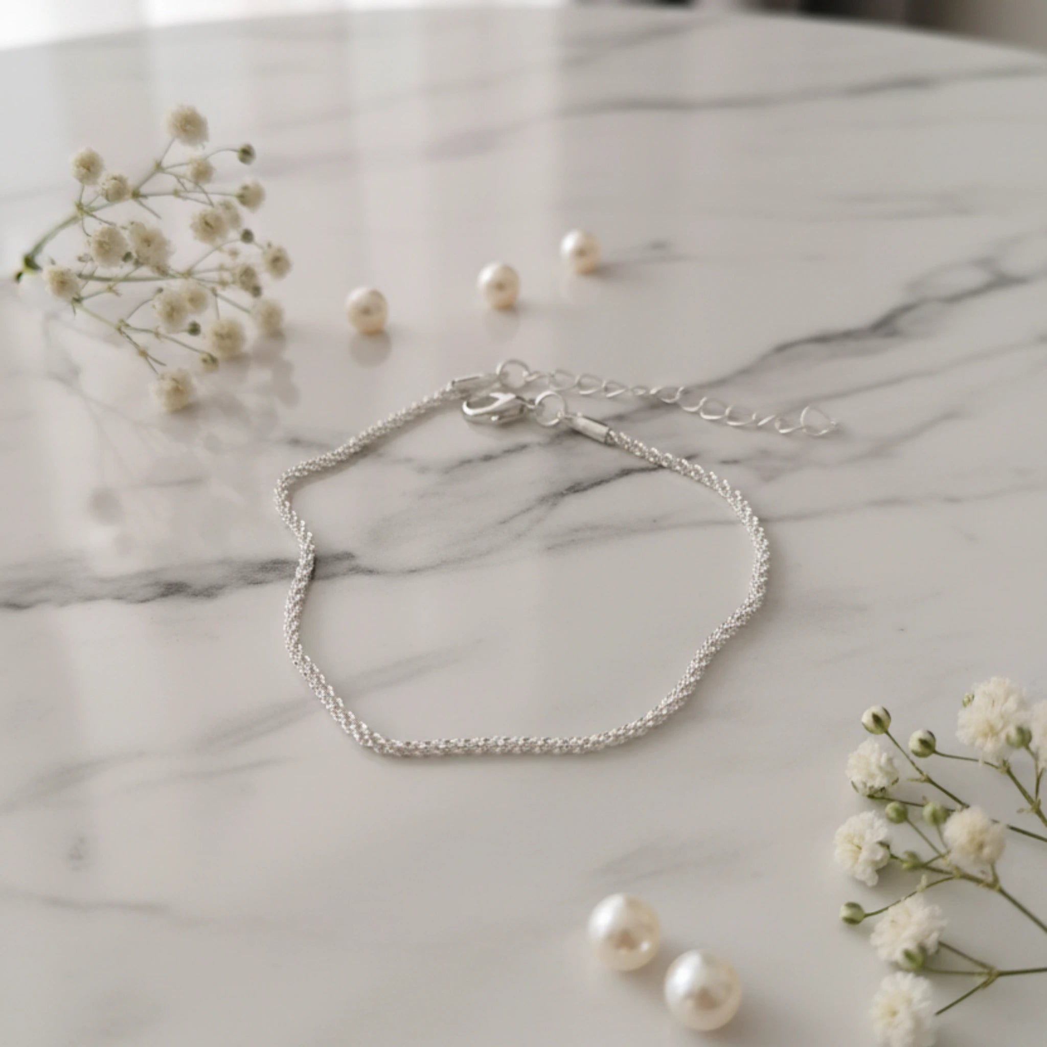 Chaîne de Cheville Maille Scintillante Diamantée en Acier Inoxydable 316L