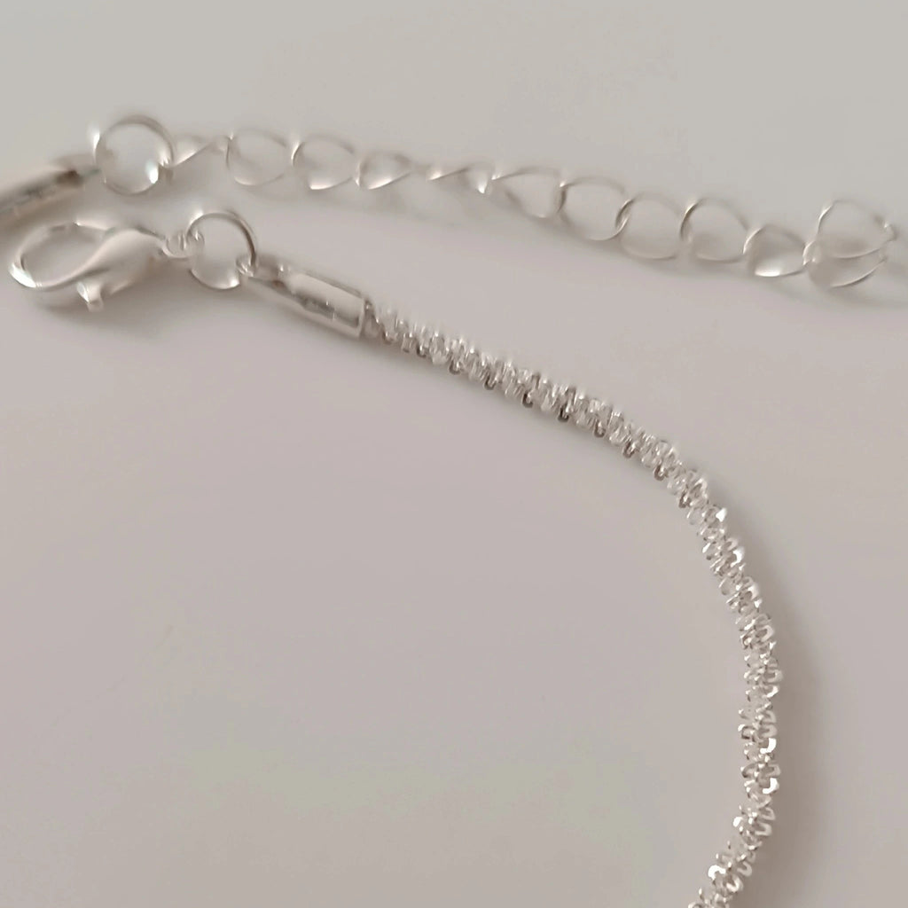 Chaîne de Cheville Maille Scintillante Diamantée en Acier Inoxydable 316L-attache