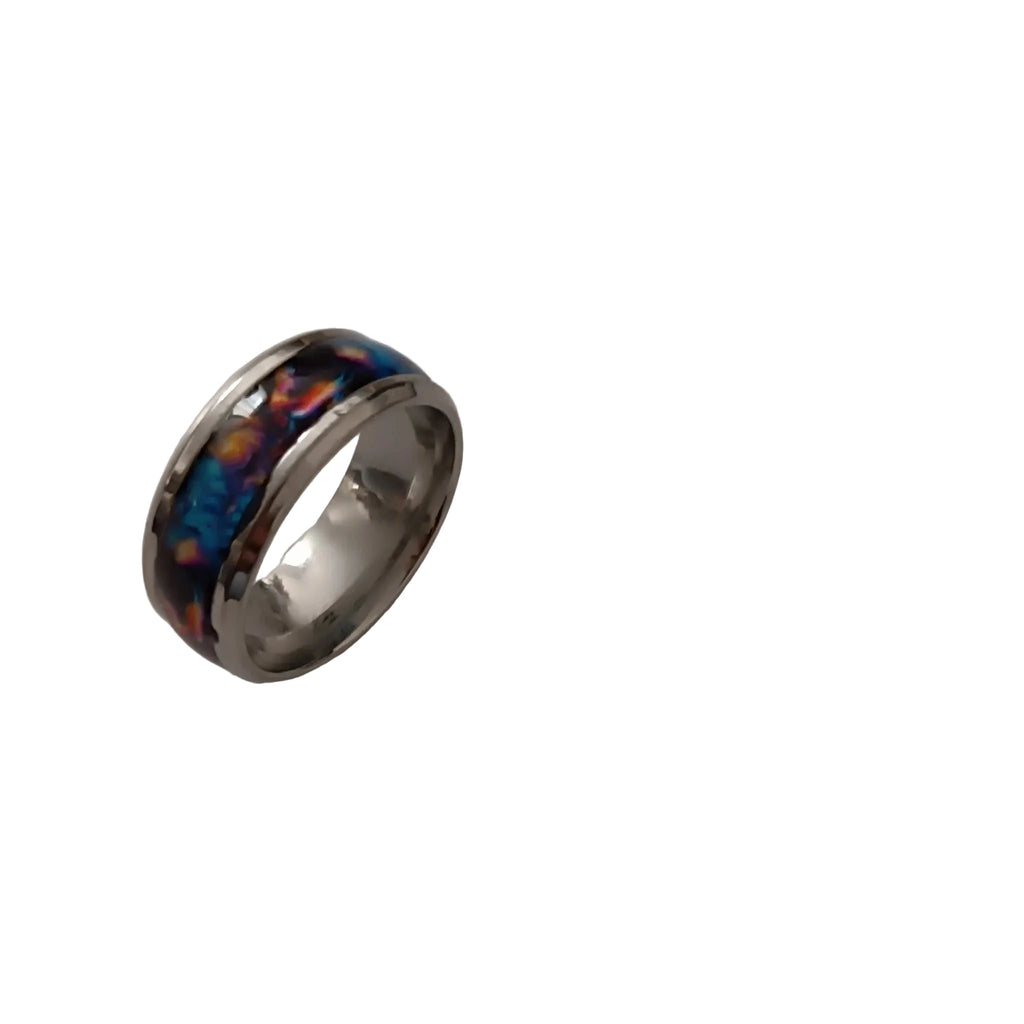 Bague Phénix et Ciel Étoilé en Acier Inoxydable 304 L & Résine