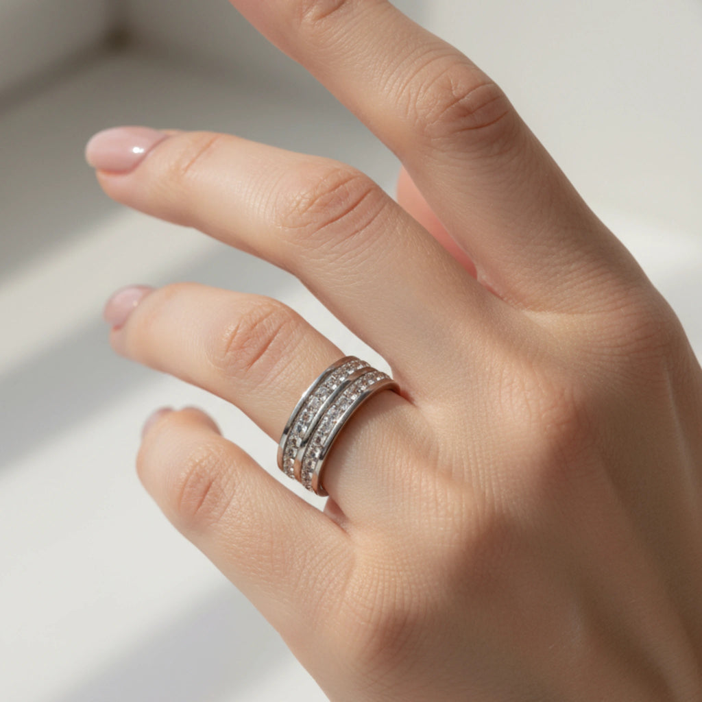 Bague Éternité Double Rangée en Titane