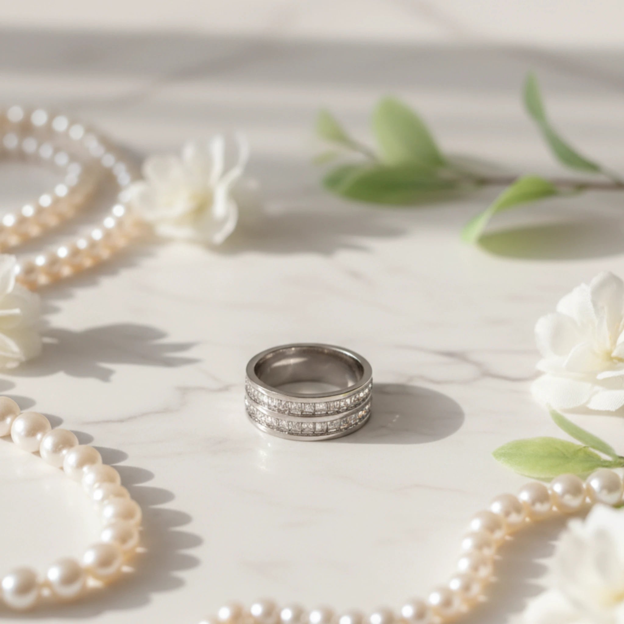 Bague Éternité Double Rangée en Titane