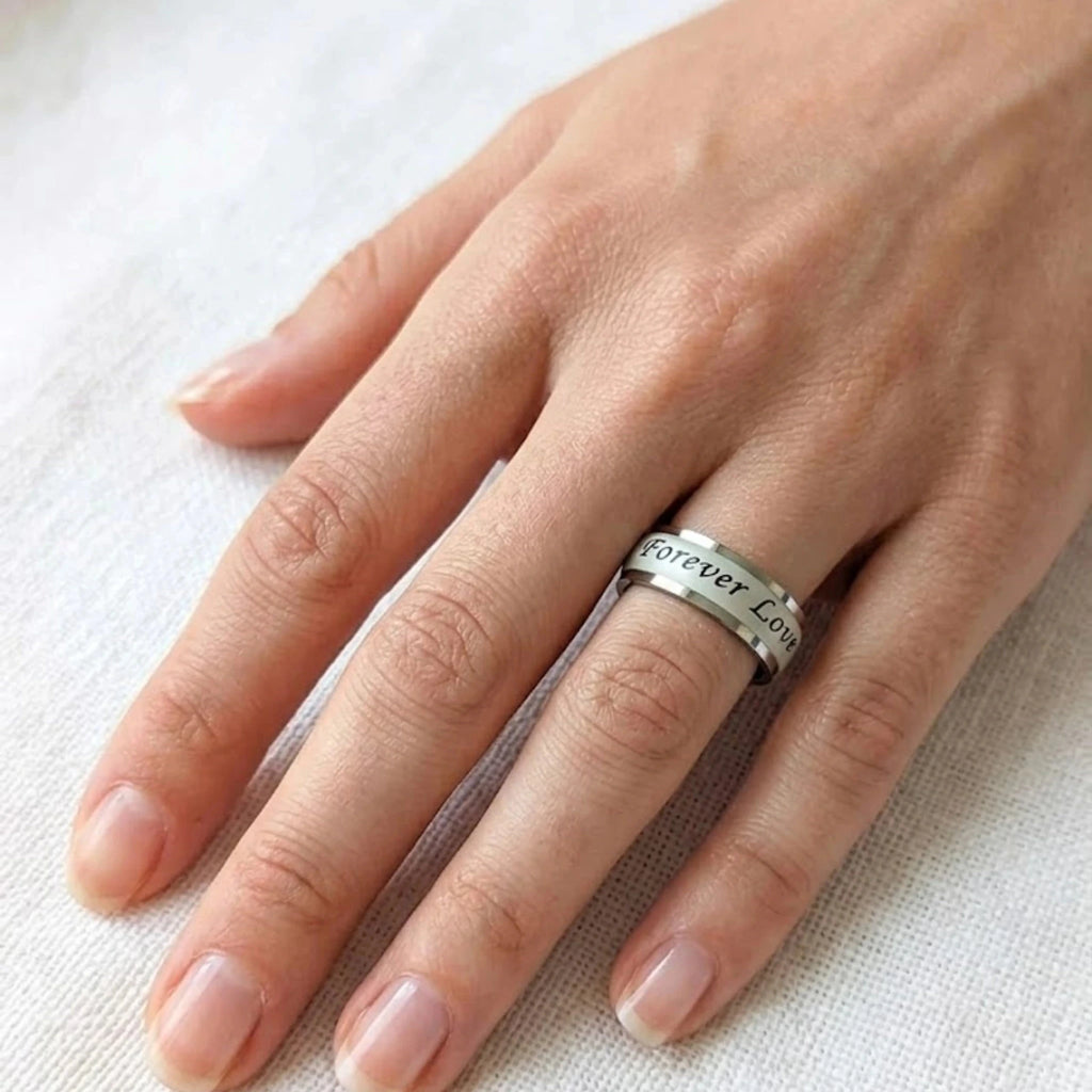 Bague "Amour Infini" – Alliance en Acier Inoxydable avec Message