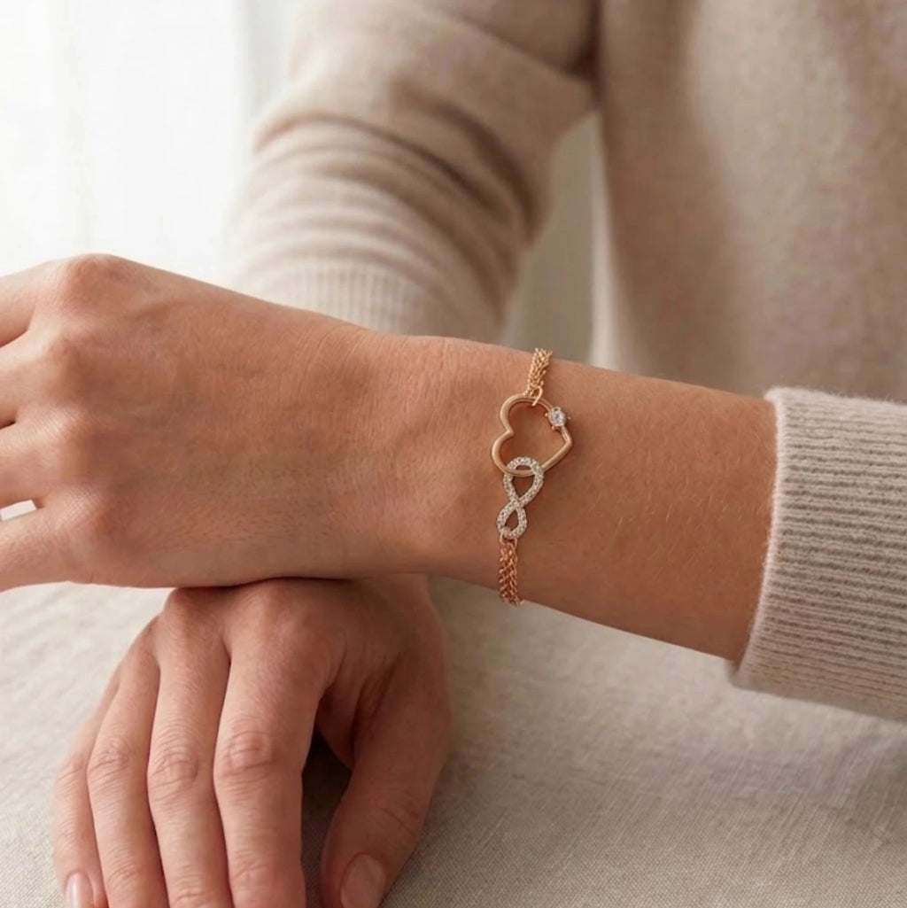 Bracelet "Duo d'Amour" – Double Chaîne - Cœur et infini