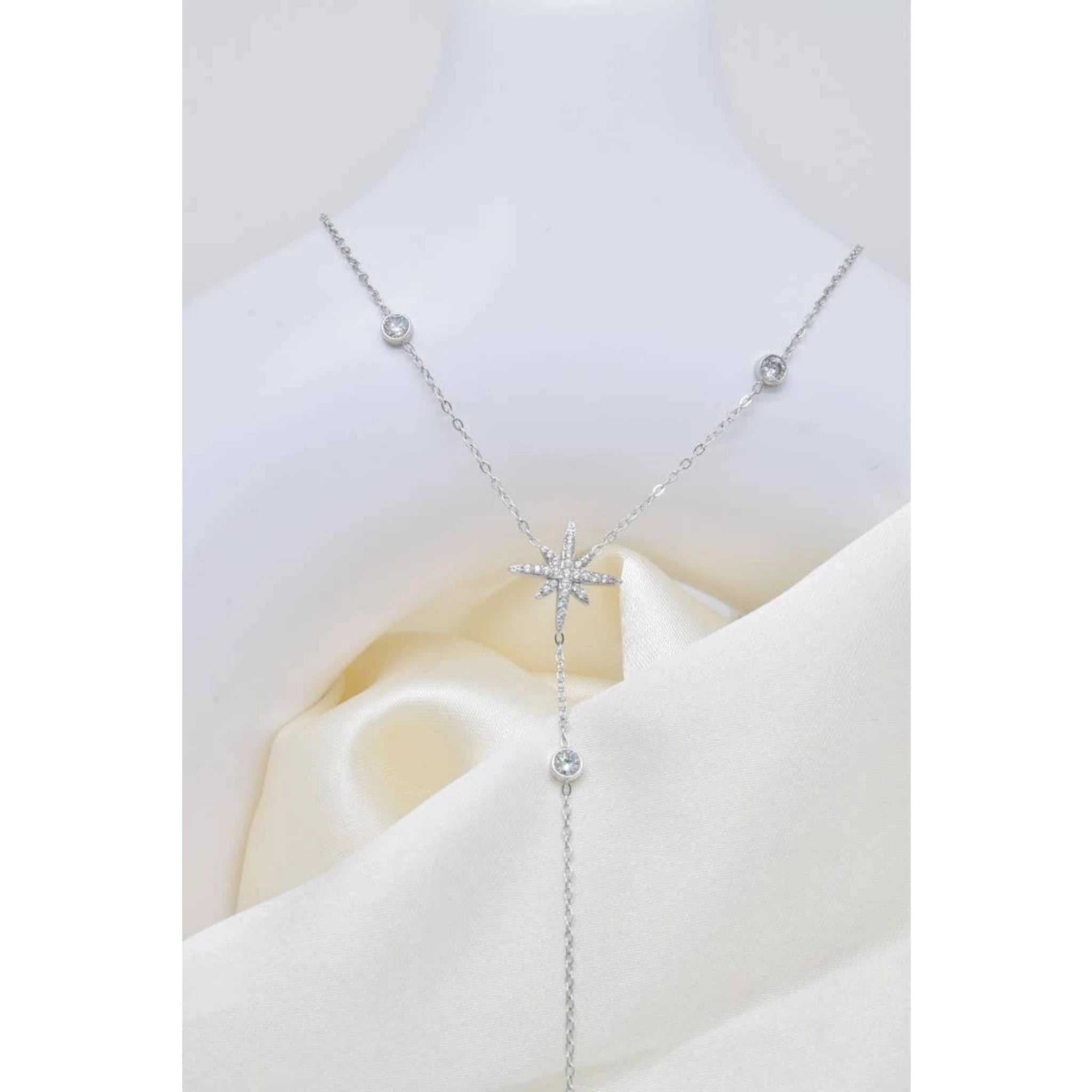 Collier en Forme de Y en Acier Inoxydable Argent – Étoile du Nord