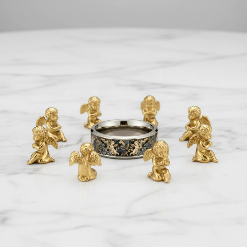 Bague Baroque Chérubins et Arabesques en Acier Inoxydable 304L